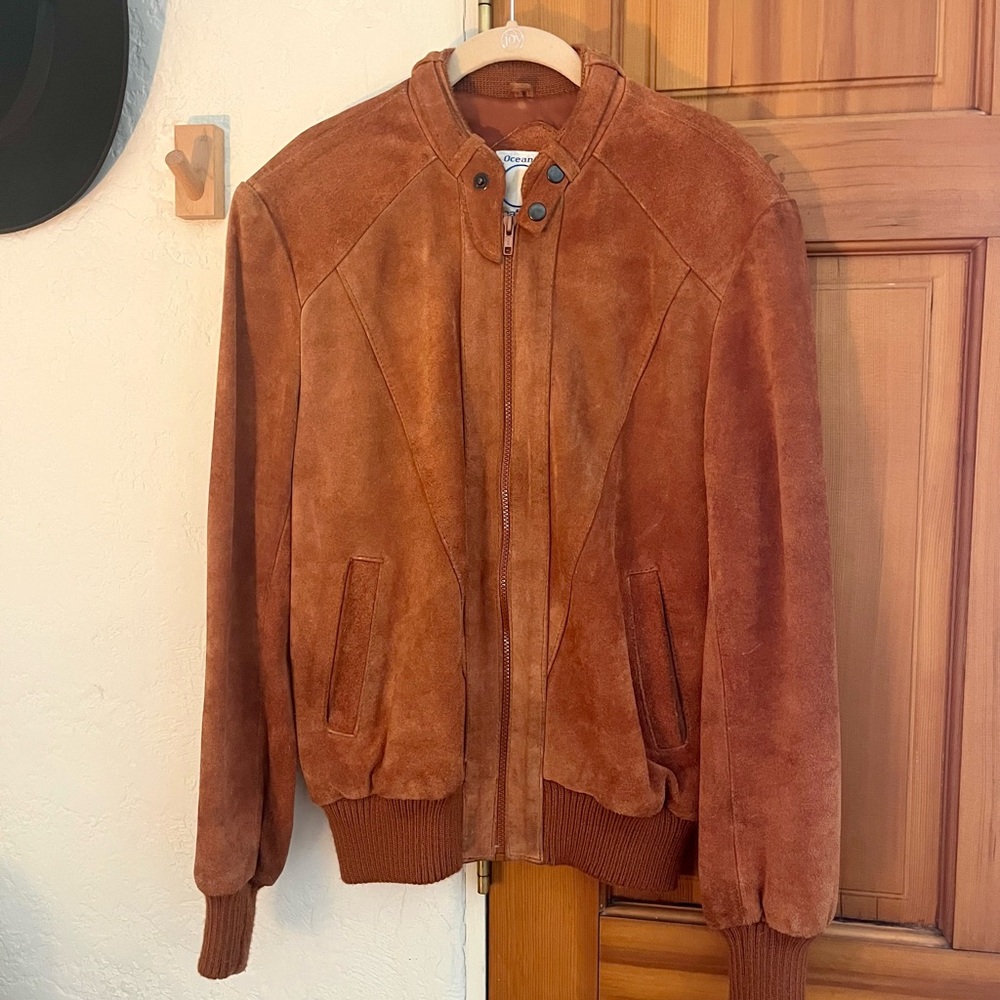 Vintage Ocean Pacific Suede Bomber Jacket - Burnt Orange
